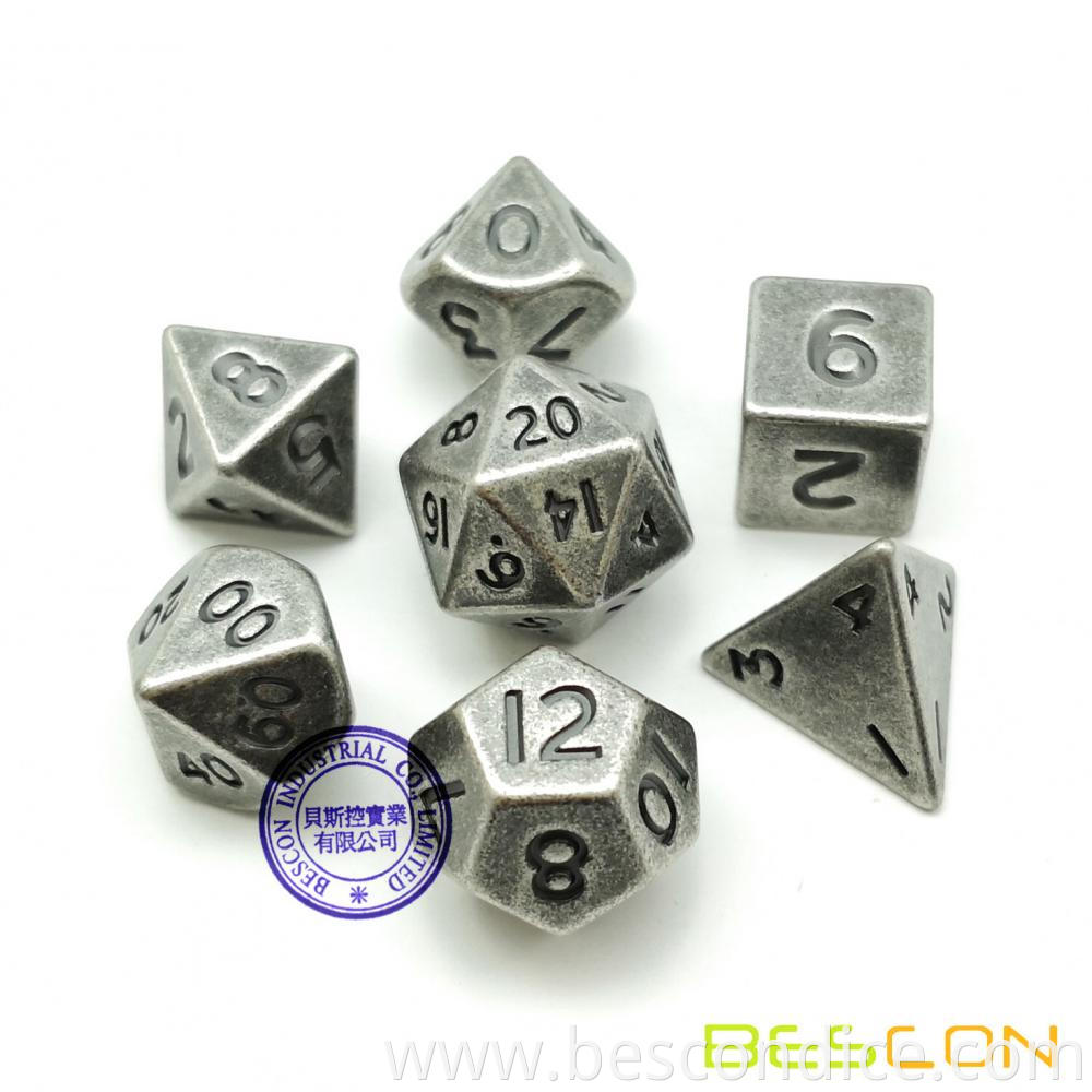 10mm Mini Solid Metal Dice Set Old Nickle 1